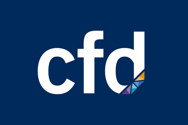 Centre for Faculty Development logo - lowercase white cfd on navy background