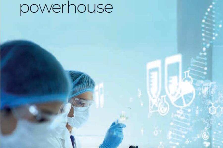 Report cover picturing researchers in a lab